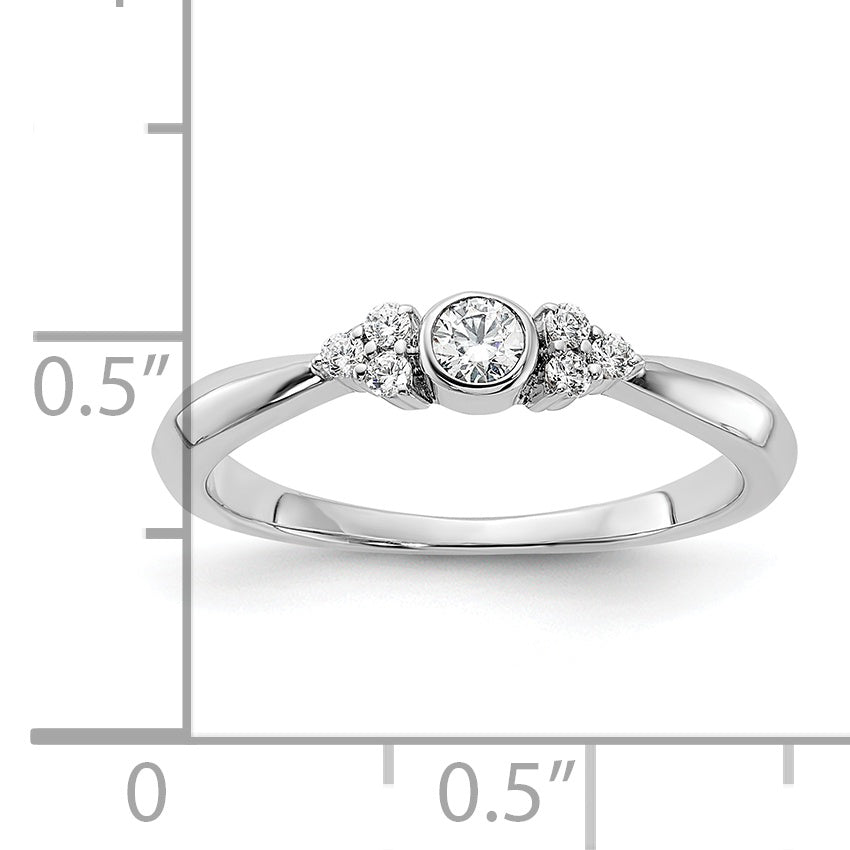 14K White Gold First PromiseLab Grown VS/SI+ G+ Diamond Round Bezel Promise Ring