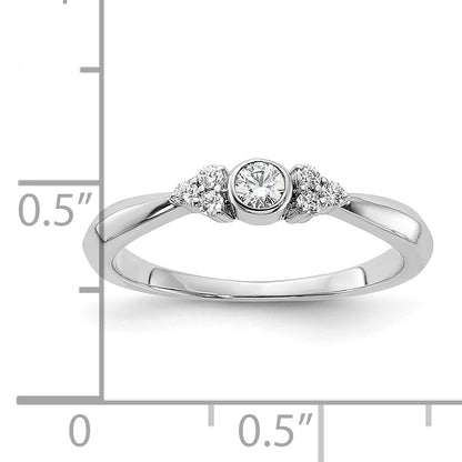 14K White Gold First PromiseLab Grown VS/SI+ G+ Diamond Round Bezel Promise Ring