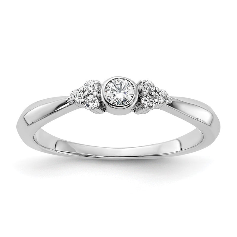 14K White Gold First PromiseLab Grown VS/SI+ G+ Diamond Round Bezel Promise Ring