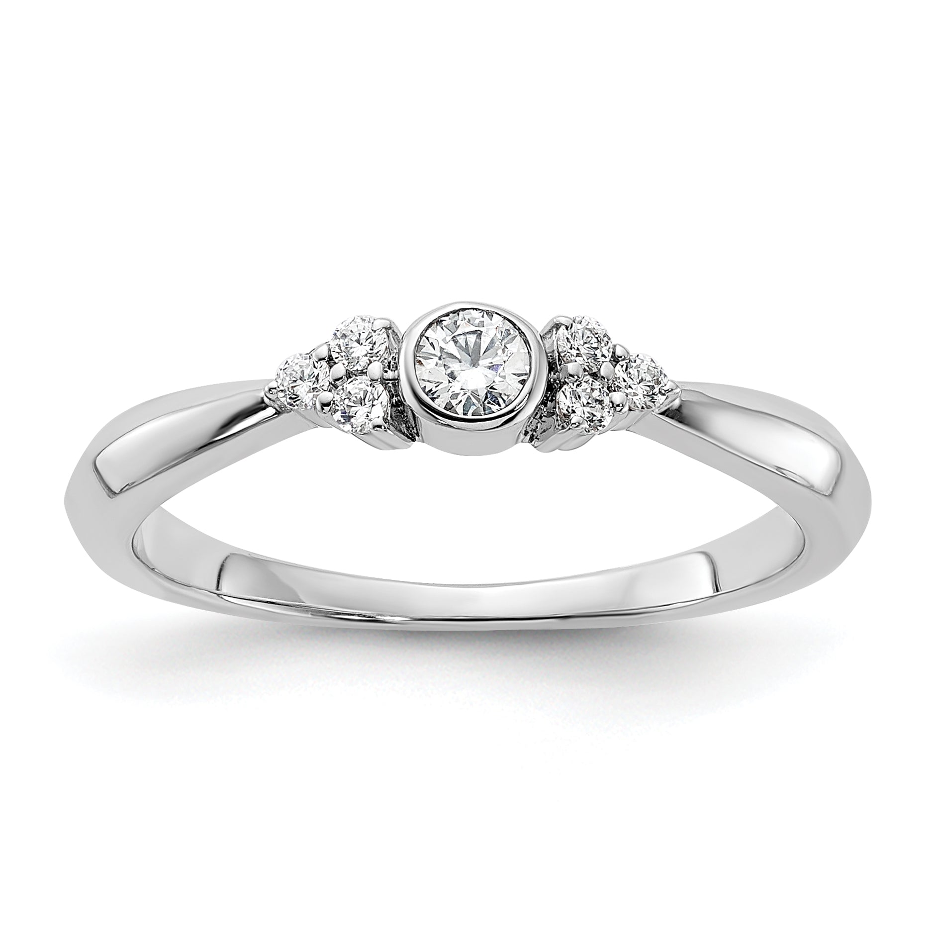 14K White Gold First PromiseLab Grown VS/SI+ G+ Diamond Round Bezel Promise Ring