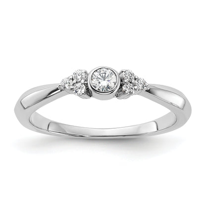14K White Gold First PromiseLab Grown VS/SI+ G+ Diamond Round Bezel Promise Ring