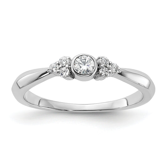 14K White Gold First PromiseLab Grown VS/SI+ G+ Diamond Round Bezel Promise Ring