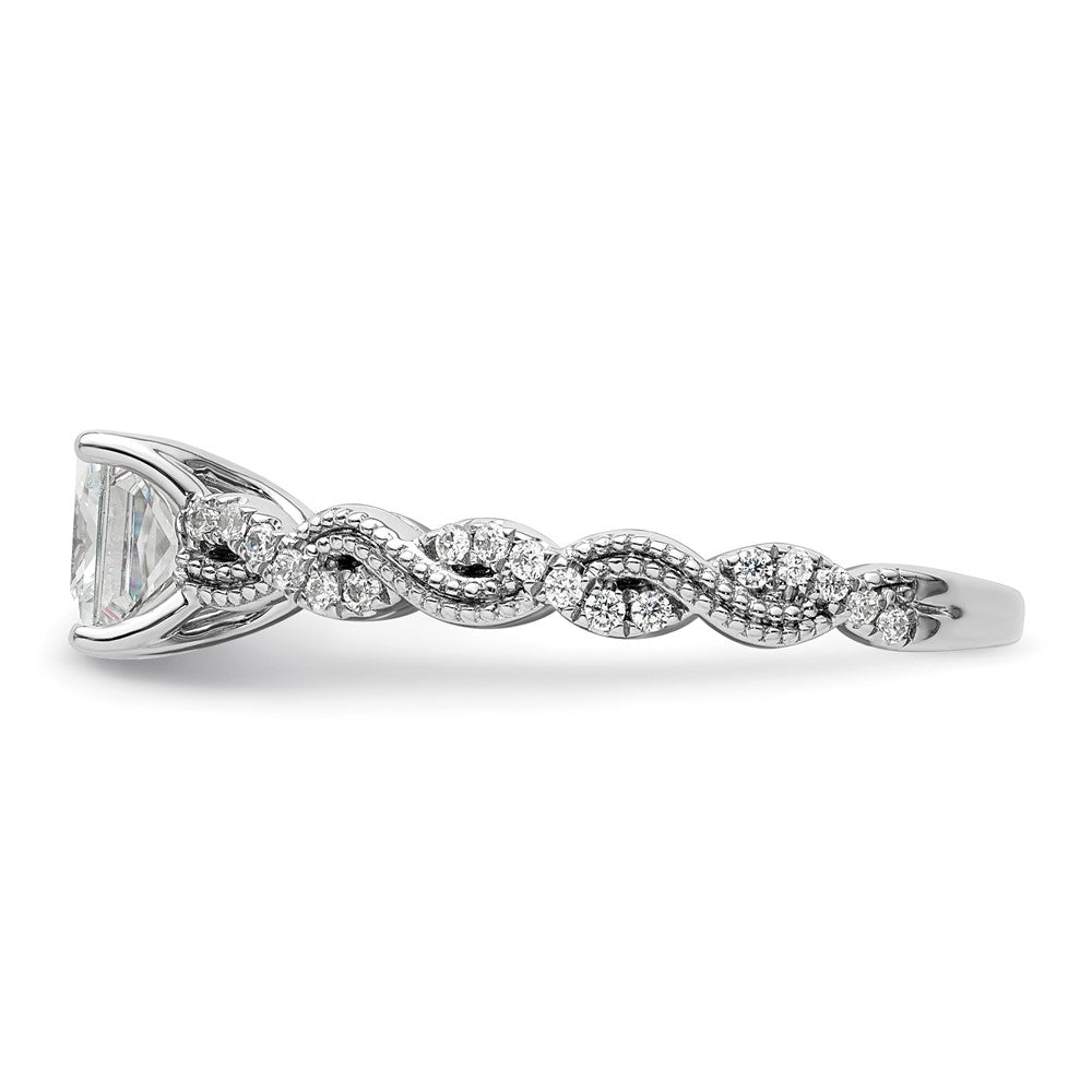 14k White Gold 1/5 Ct. Lab Grown Diamond VS/SI+ G+ 1 Ct. Center Princess Semi Mount Engagement Ring