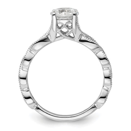 14k White Gold 1/8 Ct. Lab Grown Diamond VS/SI+ G+ 1 Ct. Center Round Semi Mount Engagement Ring