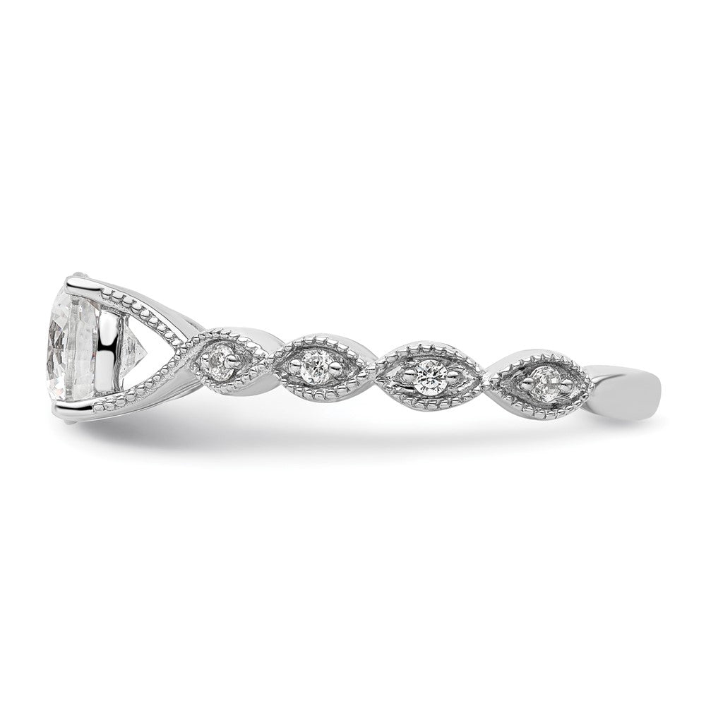 14k White Gold 1/8 Ct. Lab Grown Diamond VS/SI+ G+ 1 Ct. Center Round Semi Mount Engagement Ring