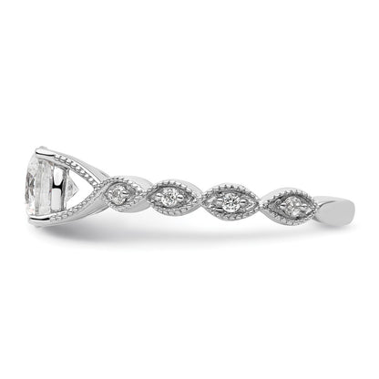 14k White Gold 1/8 Ct. Lab Grown Diamond VS/SI+ G+ 1 Ct. Center Round Semi Mount Engagement Ring