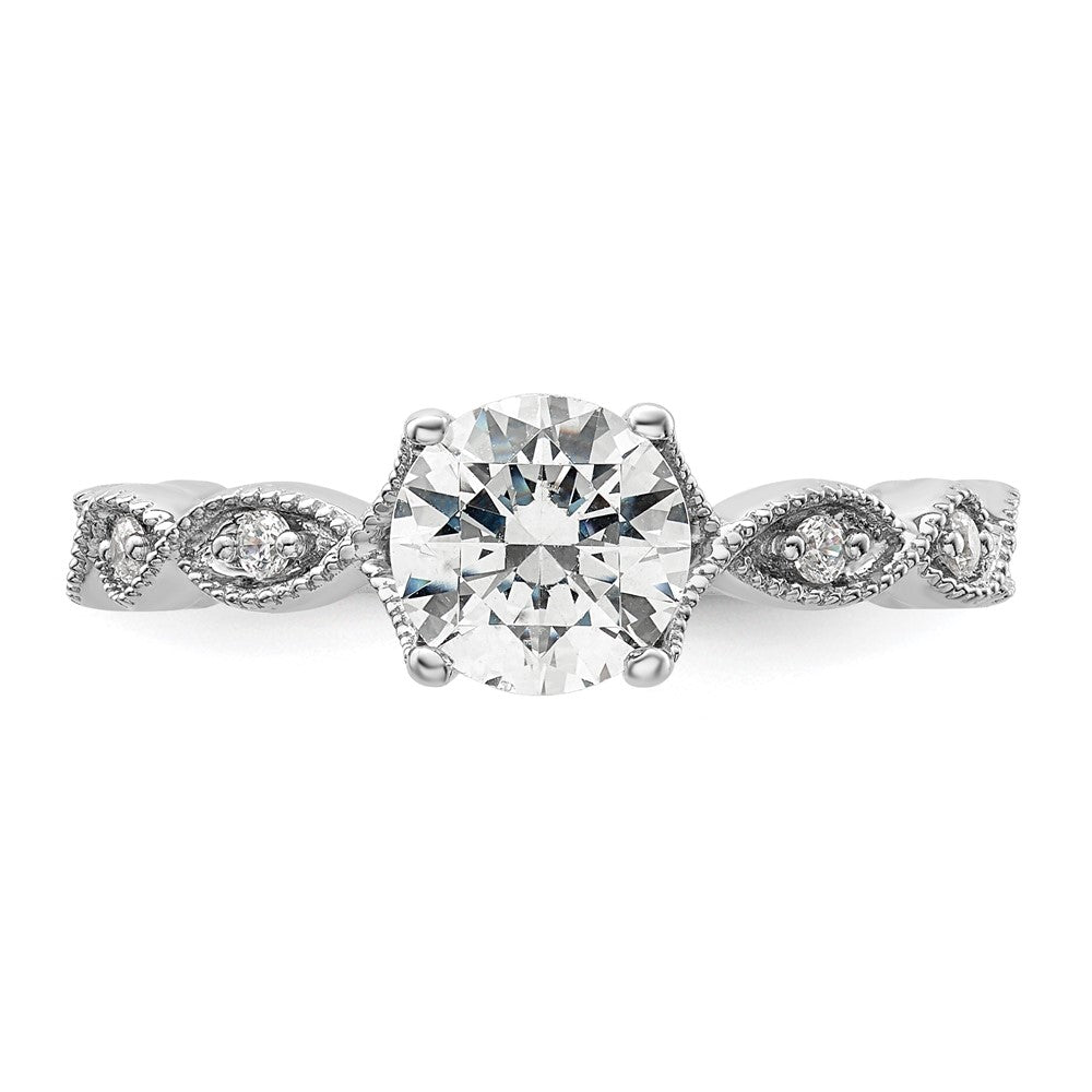 14k White Gold 1/8 Ct. Lab Grown Diamond VS/SI+ G+ 1 Ct. Center Round Semi Mount Engagement Ring