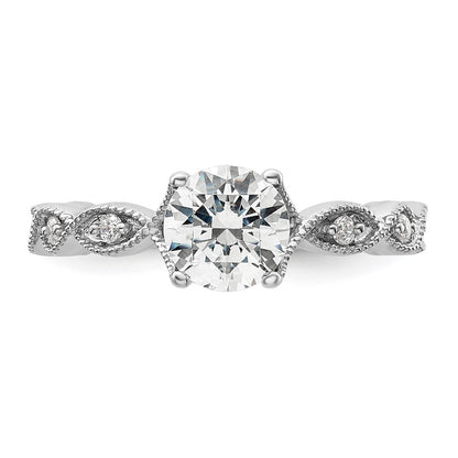 14k White Gold 1/8 Ct. Lab Grown Diamond VS/SI+ G+ 1 Ct. Center Round Semi Mount Engagement Ring
