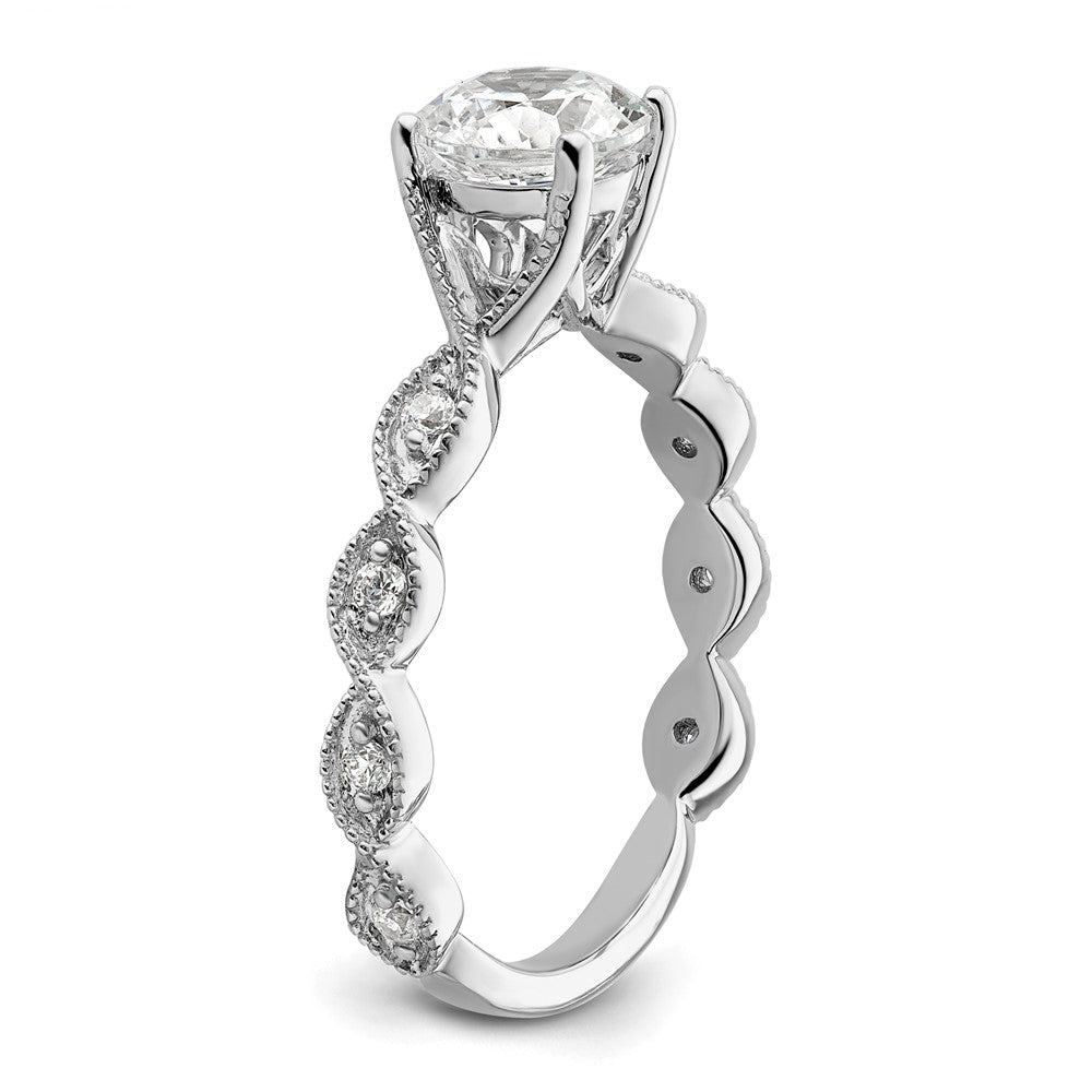 14k White Gold 1/8 Ct. Lab Grown Diamond VS/SI+ G+ 1 Ct. Center Round Semi Mount Engagement Ring