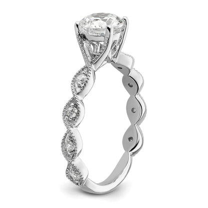 14k White Gold 1/8 Ct. Lab Grown Diamond VS/SI+ G+ 1 Ct. Center Round Semi Mount Engagement Ring