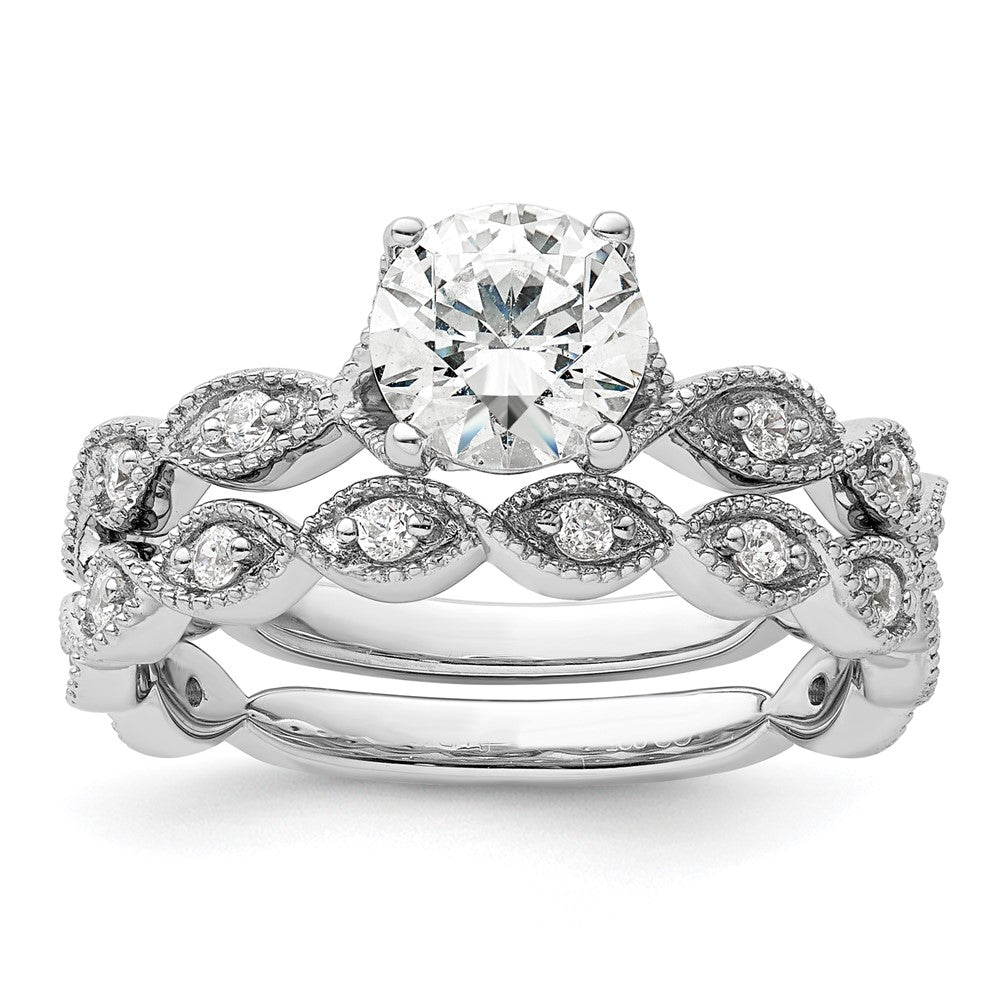 14k White Gold 1/8 Ct. Lab Grown Diamond VS/SI+ G+ 1 Ct. Center Round Semi Mount Engagement Ring