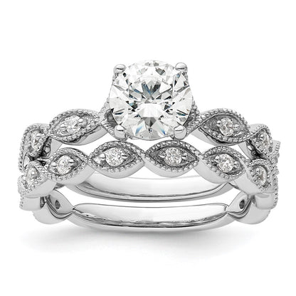 14k White Gold 1/8 Ct. Lab Grown Diamond VS/SI+ G+ 1 Ct. Center Round Semi Mount Engagement Ring