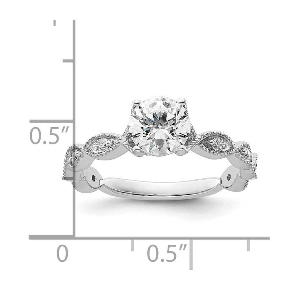 14k White Gold 1/8 Ct. Lab Grown Diamond VS/SI+ G+ 1 Ct. Center Round Semi Mount Engagement Ring