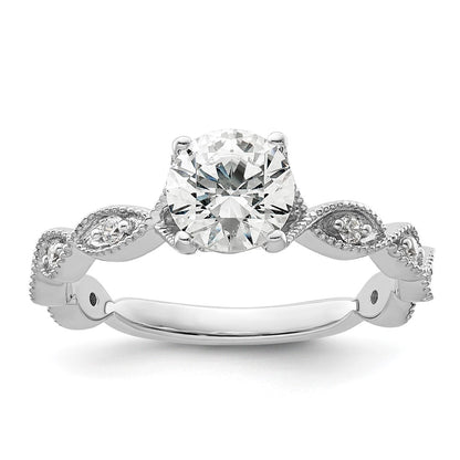 14k White Gold 1/8 Ct. Lab Grown Diamond VS/SI+ G+ 1 Ct. Center Round Semi Mount Engagement Ring