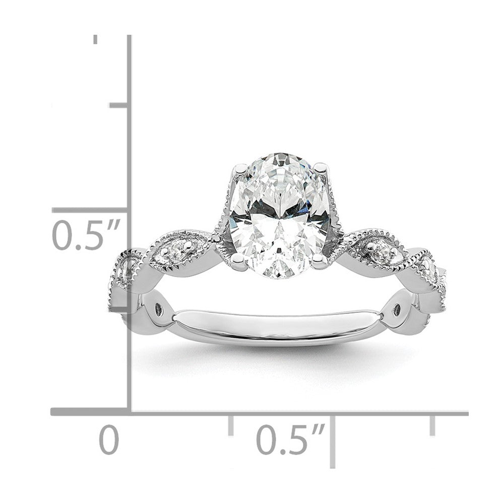 14k White Gold 1/8 Ct. Lab Grown Diamond VS/SI+ G+ 1 Ct. Center Oval Engagement Ring