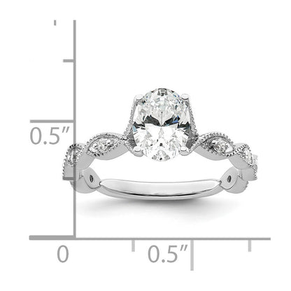 14k White Gold 1/8 Ct. Lab Grown Diamond VS/SI+ G+ 1 Ct. Center Oval Engagement Ring