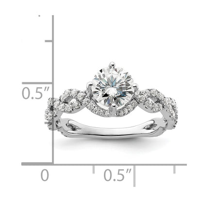14k White Gold 1/2 Ct. Lab Grown Diamond VS/SI+ G+ 1 Ct. Center Round Engagement Ring