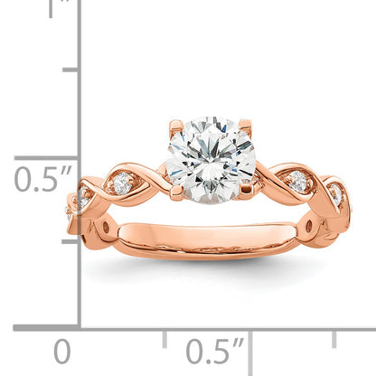 14k Rose Gold 1/6 Ct. Lab Grown Diamond VS/SI+ G+ 1 Ct. Center Round Engagement Ring