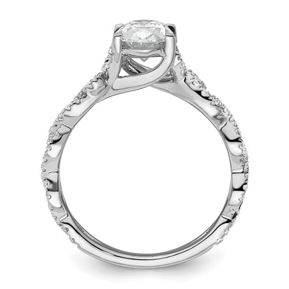 14k White Gold 3/8 Ct. Lab Grown Diamond VS/SI+ G+ 1 Ct. Center Oval Semi Mount Engagement Ring