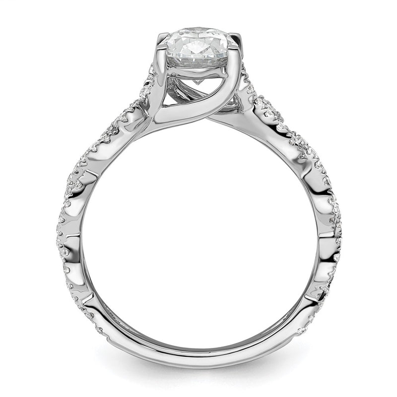 14k White Gold 3/8 Ct. Lab Grown Diamond VS/SI+ G+ 1 Ct. Center Oval Semi Mount Engagement Ring