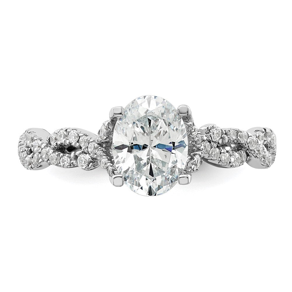 14k White Gold 3/8 Ct. Lab Grown Diamond VS/SI+ G+ 1 Ct. Center Oval Semi Mount Engagement Ring