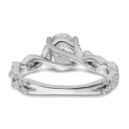 14k White Gold 3/8 Ct. Lab Grown Diamond VS/SI+ G+ 1 Ct. Center Oval Semi Mount Engagement Ring