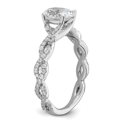 14k White Gold 3/8 Ct. Lab Grown Diamond VS/SI+ G+ 1 Ct. Center Oval Semi Mount Engagement Ring