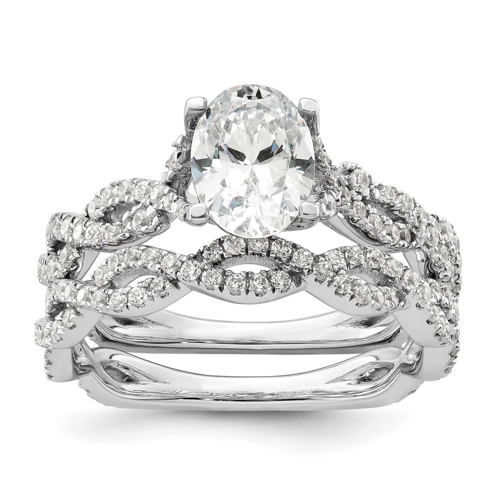 14k White Gold 3/8 Ct. Lab Grown Diamond VS/SI+ G+ 1 Ct. Center Oval Semi Mount Engagement Ring