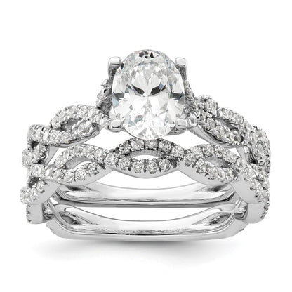 14k White Gold 3/8 Ct. Lab Grown Diamond VS/SI+ G+ 1 Ct. Center Oval Semi Mount Engagement Ring