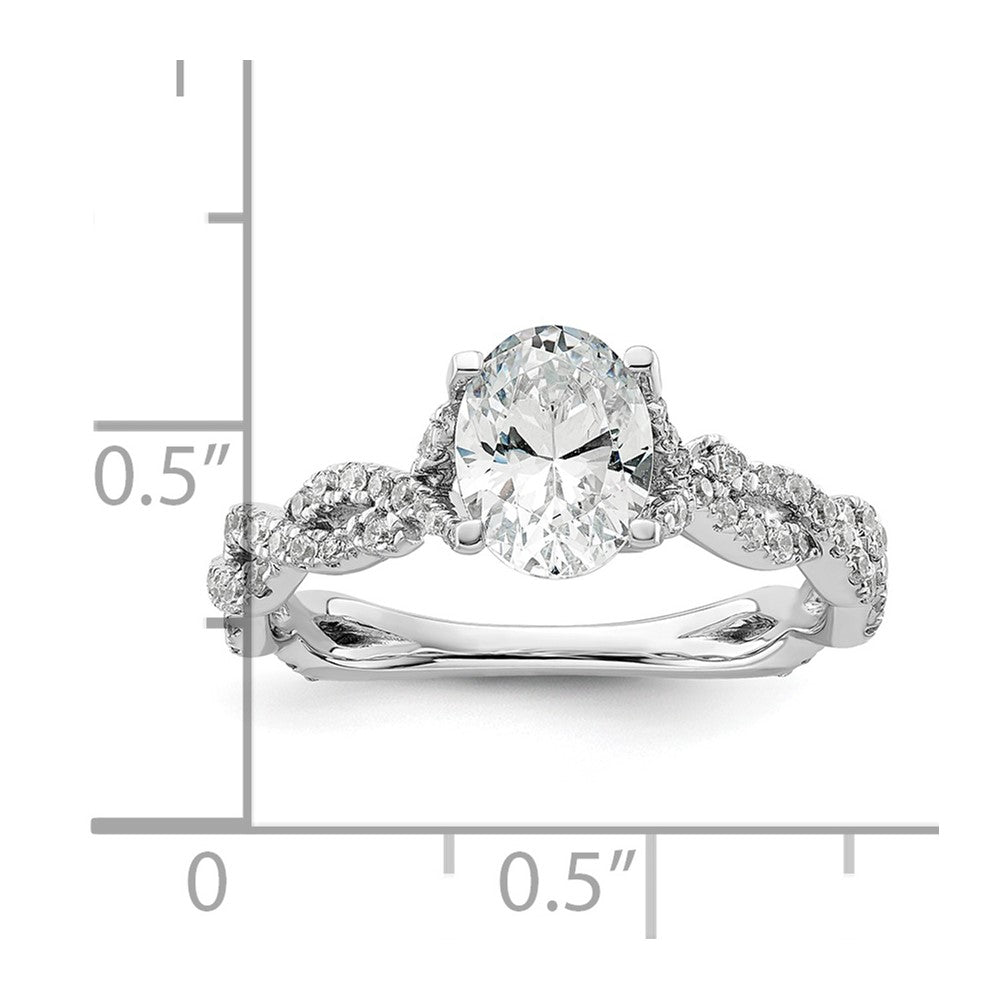 14k White Gold 3/8 Ct. Lab Grown Diamond VS/SI+ G+ 1 Ct. Center Oval Semi Mount Engagement Ring