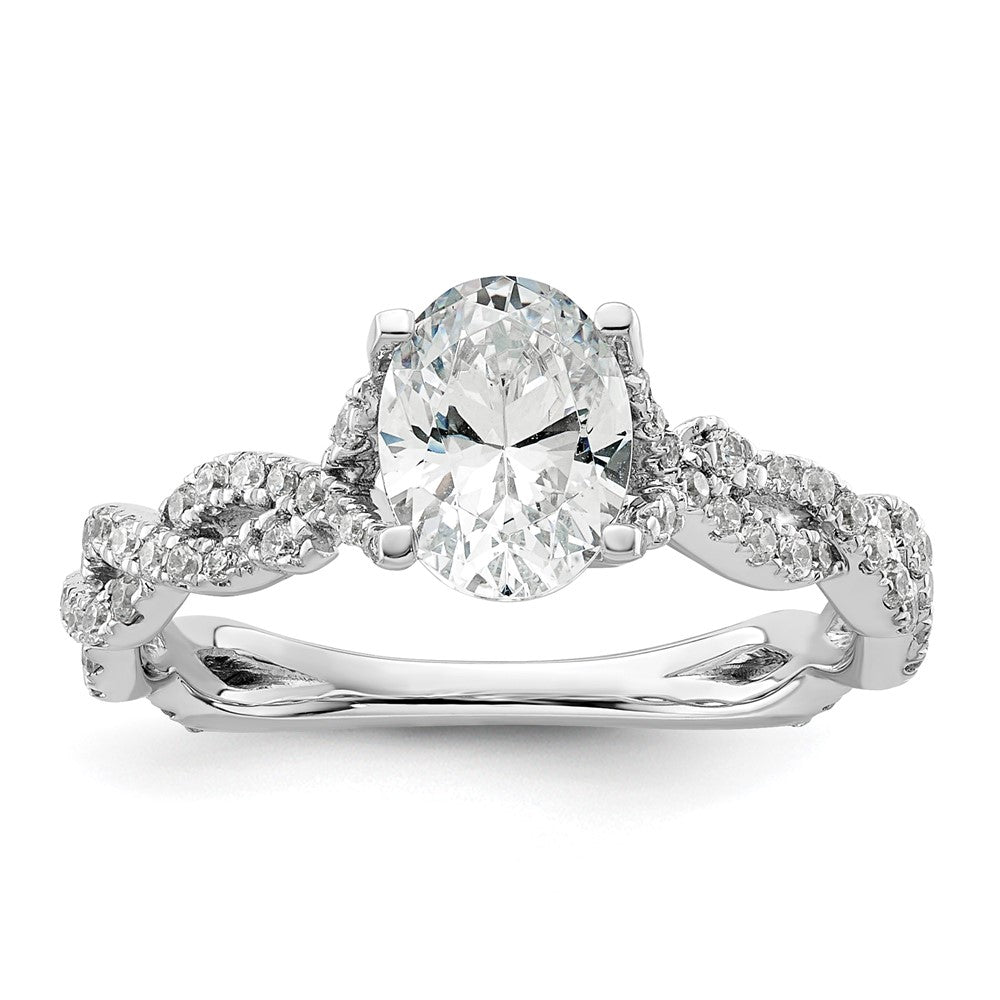 14k White Gold 3/8 Ct. Lab Grown Diamond VS/SI+ G+ 1 Ct. Center Oval Semi Mount Engagement Ring