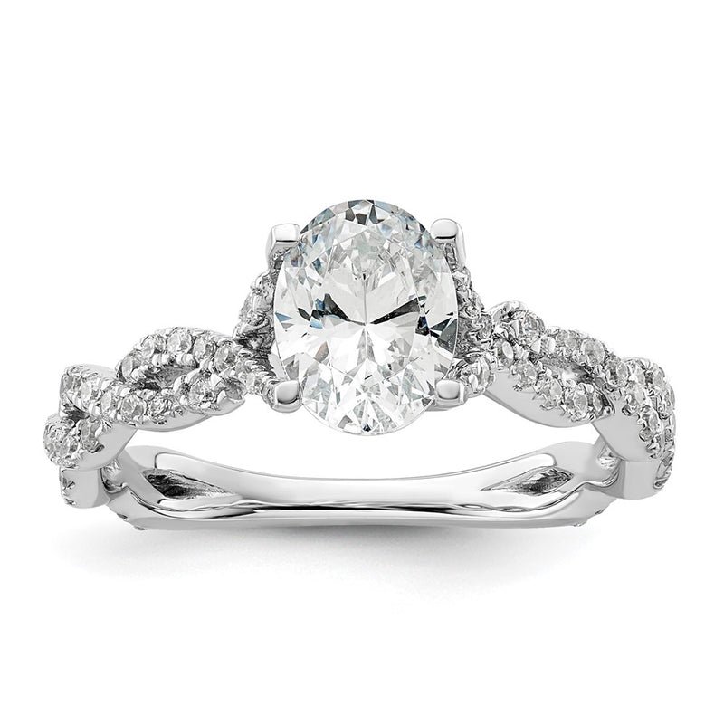 14k White Gold 3/8 Ct. Lab Grown Diamond VS/SI+ G+ 1 Ct. Center Oval Semi Mount Engagement Ring