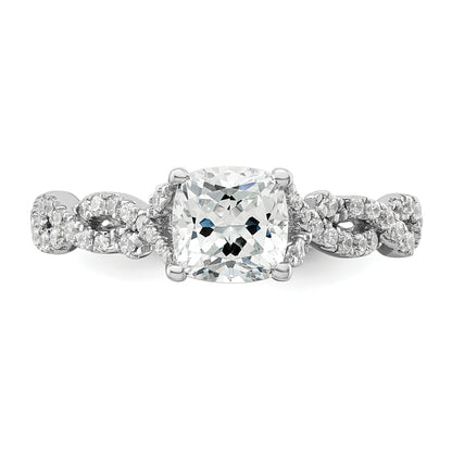 14k White Gold 3/8 Ct. Lab Grown Diamond VS/SI+ G+ 1 Ct. Center Cushion Engagement Ring