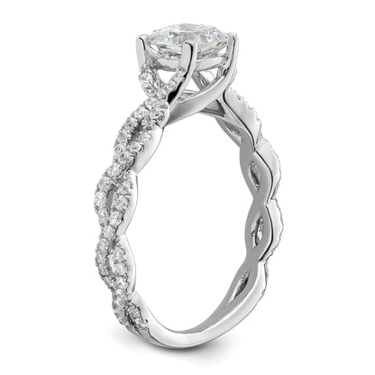 14k White Gold 3/8 Ct. Lab Grown Diamond VS/SI+ G+ 1 Ct. Center Cushion Engagement Ring