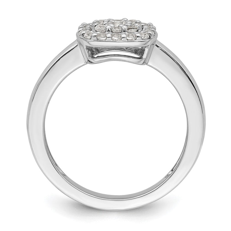 14K White Gold 3/8 Carat Lab Grown Diamond Vs/Si+ G+ Complete Square Halo Ring (Size 7 Only)