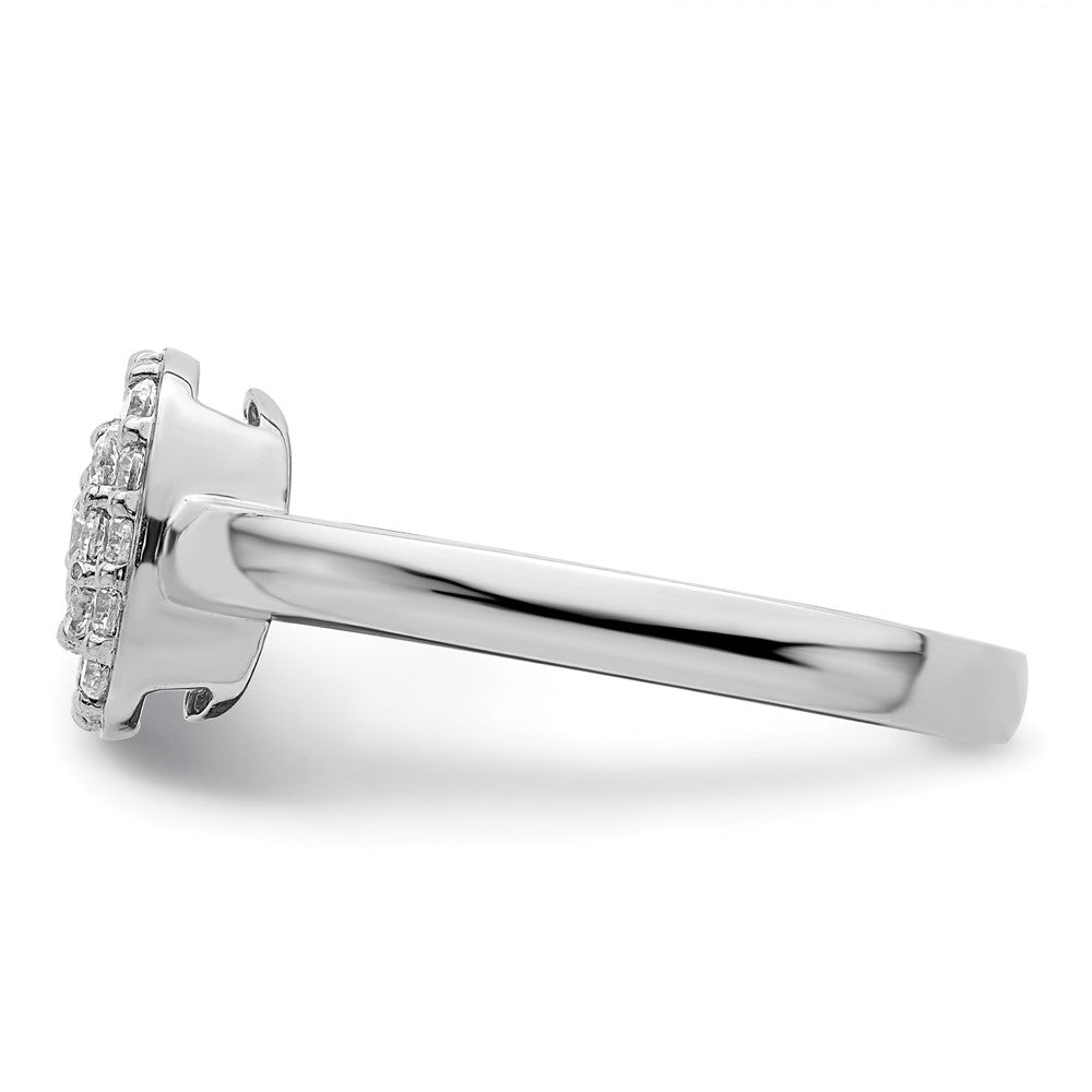 14K White Gold 3/8 Carat Lab Grown Diamond Vs/Si+ G+ Complete Square Halo Ring (Size 7 Only)