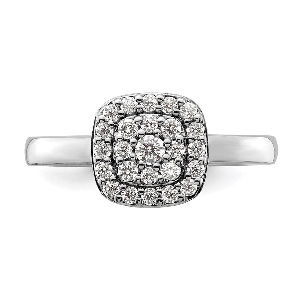 14K White Gold 3/8 Carat Lab Grown Diamond Vs/Si+ G+ Complete Square Halo Ring (Size 7 Only)