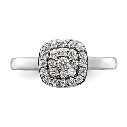 14K White Gold 3/8 Carat Lab Grown Diamond Vs/Si+ G+ Complete Square Halo Ring (Size 7 Only)