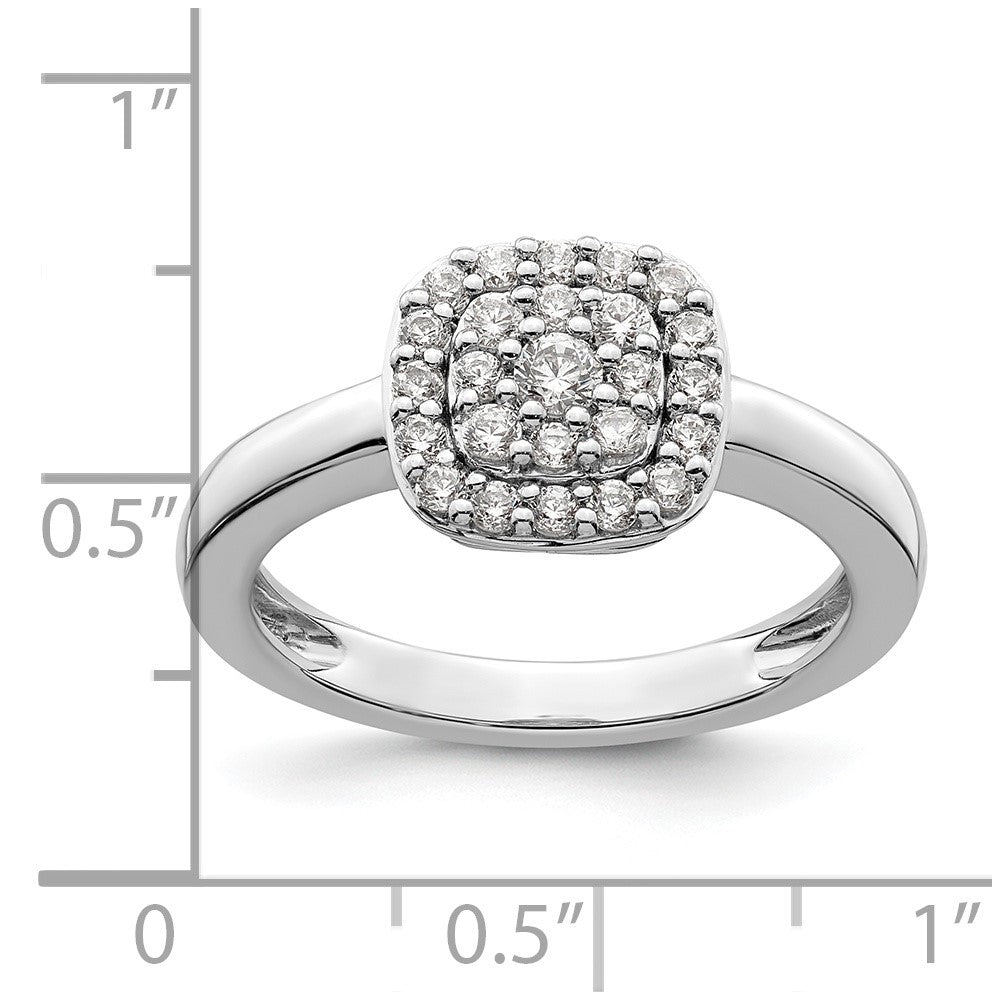14K White Gold 3/8 Carat Lab Grown Diamond Vs/Si+ G+ Complete Square Halo Ring (Size 7 Only)