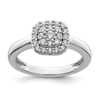 14K White Gold 3/8 Carat Lab Grown Diamond Vs/Si+ G+ Complete Square Halo Ring (Size 7 Only)