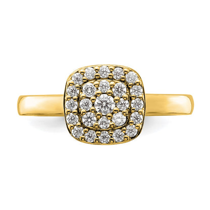 14k Yellow Gold 3/8 Ct. Lab Grown Diamond VS/SI+ G+ Square Halo Ring