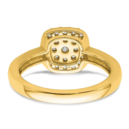 14k Yellow Gold 3/8 Ct. Lab Grown Diamond VS/SI+ G+ Square Halo Ring