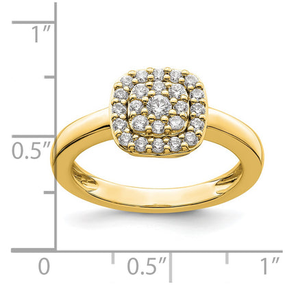 14k Yellow Gold 3/8 Ct. Lab Grown Diamond VS/SI+ G+ Square Halo Ring