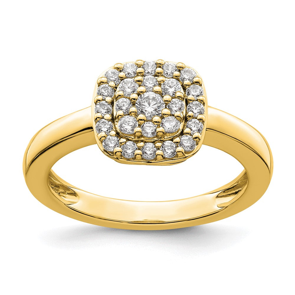 14k Yellow Gold 3/8 Ct. Lab Grown Diamond VS/SI+ G+ Square Halo Ring