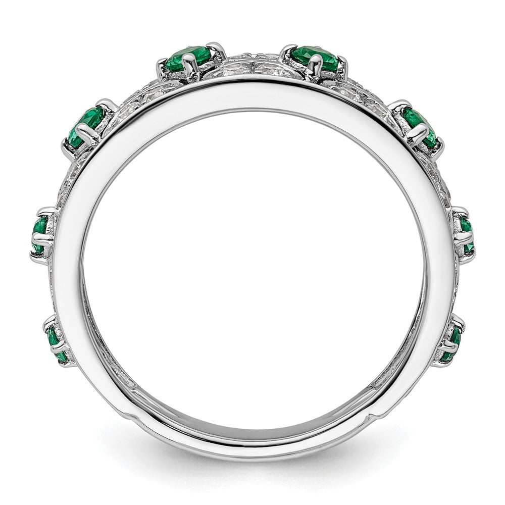 14k White Gold 1/2 Ct. Lab Grown Diamond VS/SI+ G+ and Lab Created Emerald Ring