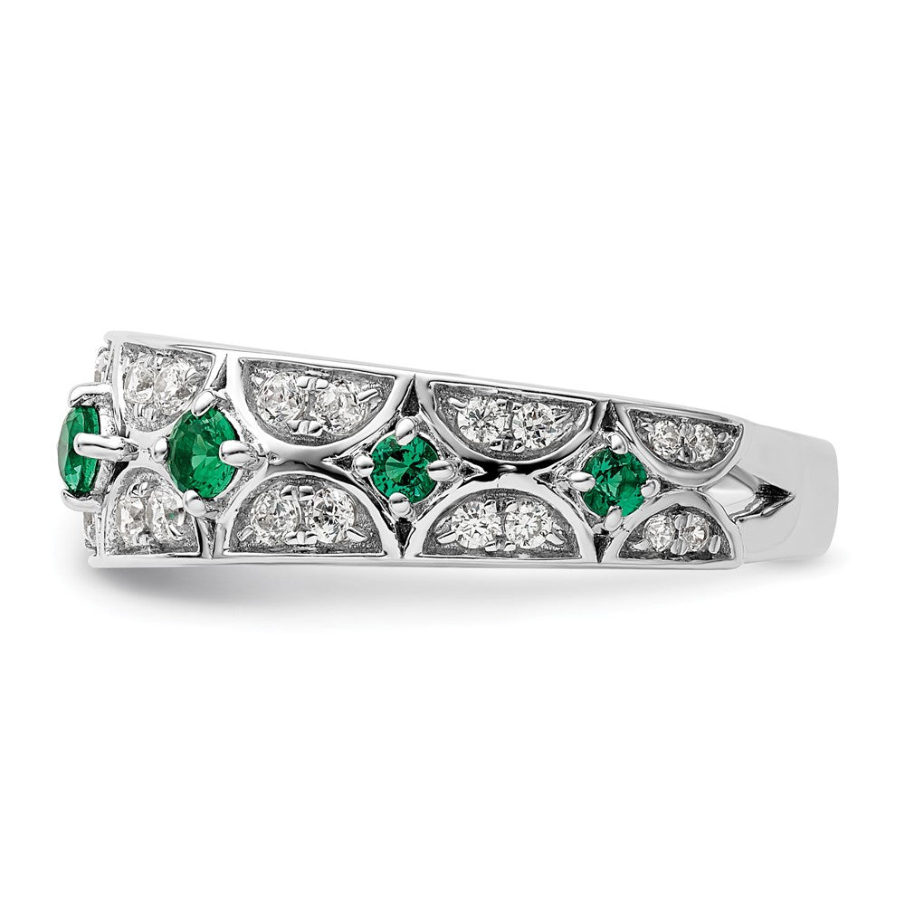 14k White Gold 1/2 Ct. Lab Grown Diamond VS/SI+ G+ and Lab Created Emerald Ring