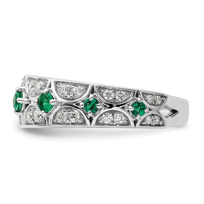 14k White Gold 1/2 Ct. Lab Grown Diamond VS/SI+ G+ and Lab Created Emerald Ring