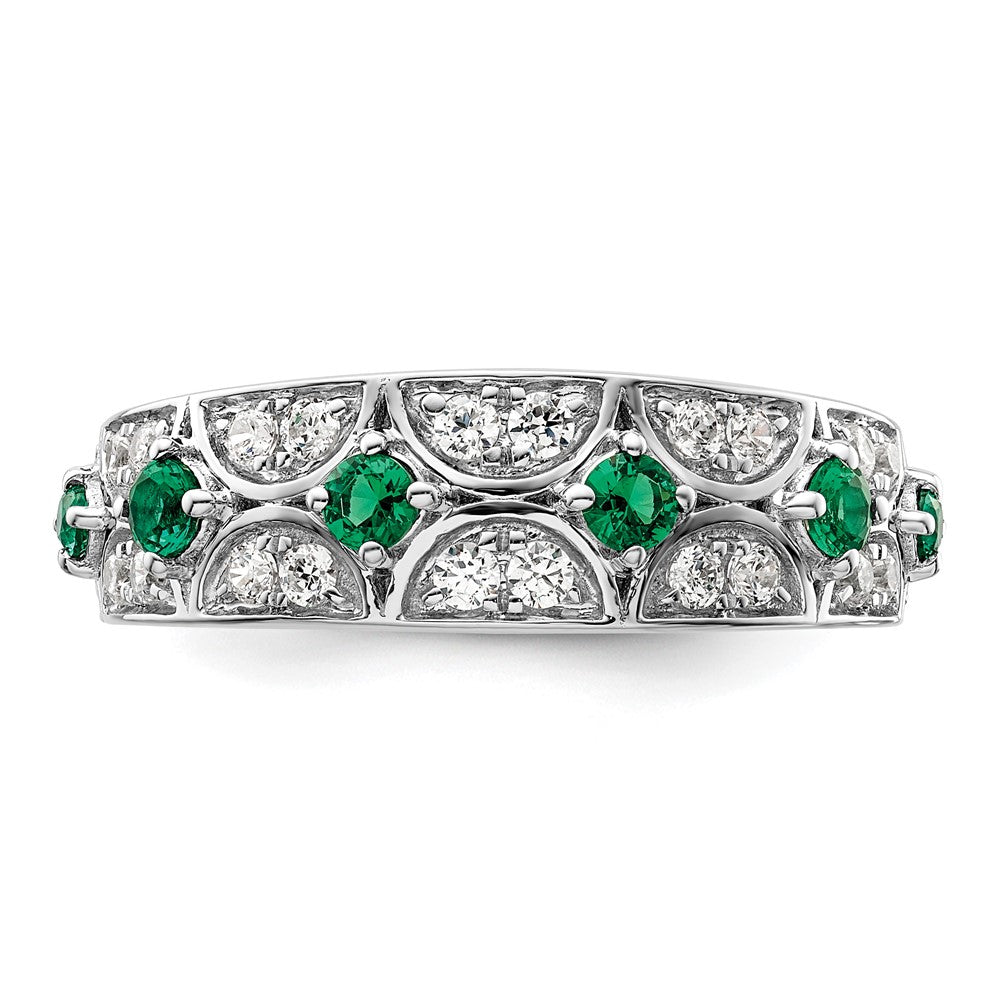 14k White Gold 1/2 Ct. Lab Grown Diamond VS/SI+ G+ and Lab Created Emerald Ring