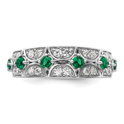 14k White Gold 1/2 Ct. Lab Grown Diamond VS/SI+ G+ and Lab Created Emerald Ring
