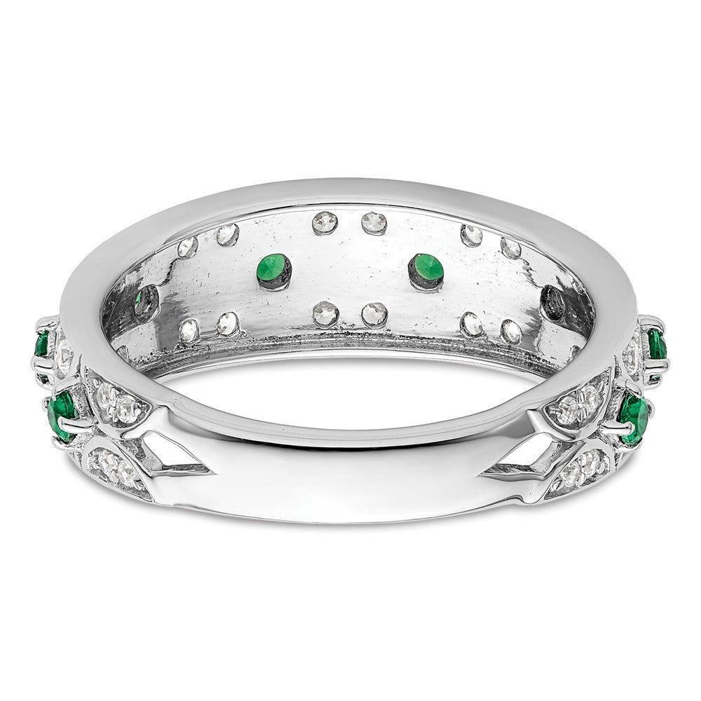 14k White Gold 1/2 Ct. Lab Grown Diamond VS/SI+ G+ and Lab Created Emerald Ring